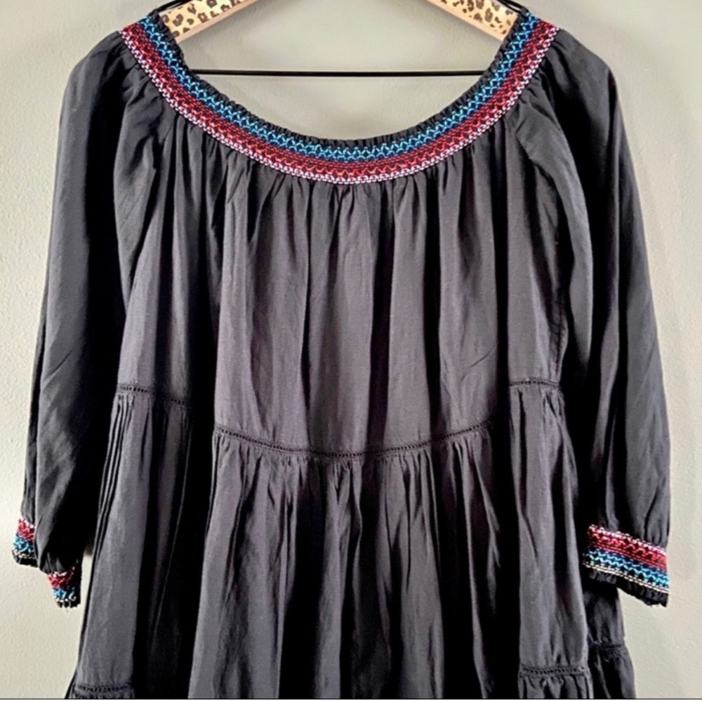 FREE PEOPLE | Sunbeams Black Off-Shoulder Tiered Minidress  NWT - Picture 7 of 12